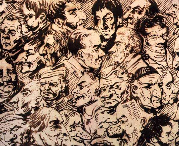 Self portrait with portraits of Giacomo Quarenghi 1744-1817 and Thomas de Thomon c.1754-1813