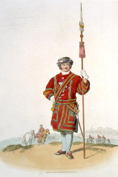 Yeoman of the Kings Guard, from Costume of Great Britain, published by William Miller, 1805