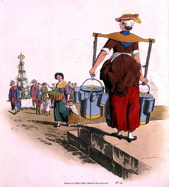 Milk Woman, from Costume of Great Britain, published by William Miller, 1805