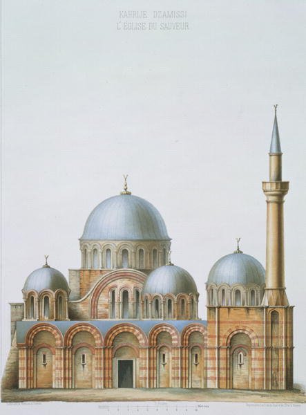 Facade of Kahrije Dzamissi, the Church of the Saviour, from Church Architecture of Constantinople, pub. by Lehmann and Wentzel of Vienna, c.1870-80