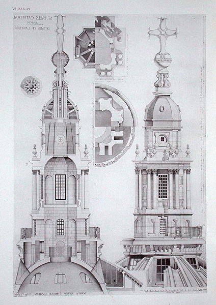 Drawings of the lantern of St. Pauls Cathedral, for St. Pauls Cathedral, London, Measured, Drawn and Described, published 1927
