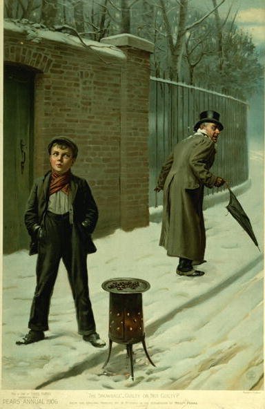 The Snowball - Guilty or Not Guilty, from the Pears Annual, Christmas, 1906