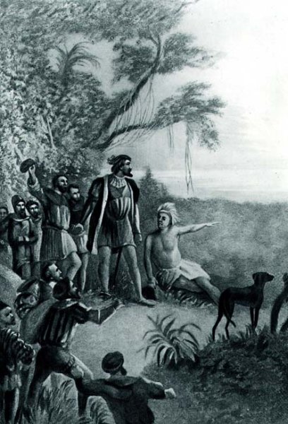 Balboas First Sight of the Pacific Ocean, 25th September 1513, from The American Continent and its Inhabitants before its Discovery by Columbus, 1890