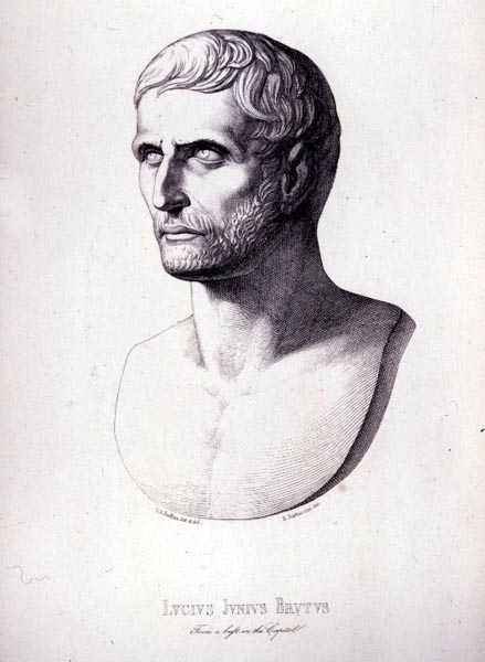 Portrait of Lucius Junius Brutus, engraved by B.Barloccini, 1849