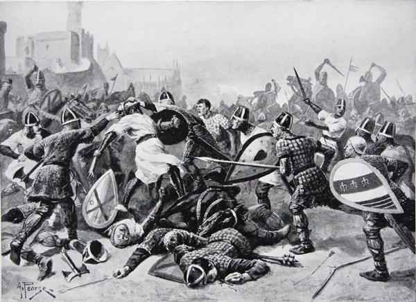 Stephen taken prisoner at the Battle of Lincoln, 1141, illustration from The History of the Nation