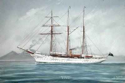 The Sunbeam under Power with Sails Furled