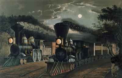 The Lightning Express Trains, pub. by Currier and Ives, New York, 1863