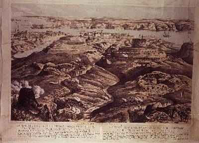 Panoramic View of the Malakoff Tower and Out Works, the Redan Battery, the Mamelon and the Quarries, pub. 1855 by Stannard and Dixon