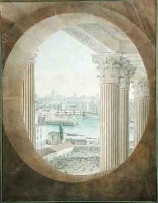 View of the Pont Neuf from a Bulls Eye Window of the Louvre 1810