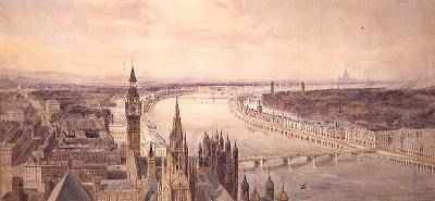Architectural panorama of a proposed scheme for the South Bank of the Thames 1861
