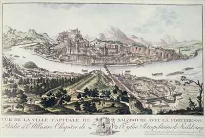 View of the Capital City and Fortress of Salzburg dedicated to the Illustrious Chapter of the Metropolitan Church of Salzburg 1791