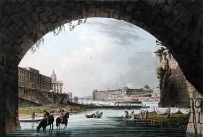 Panorama of the River Seine seen from beneath the Pont Neuf looking West towards the Louvre