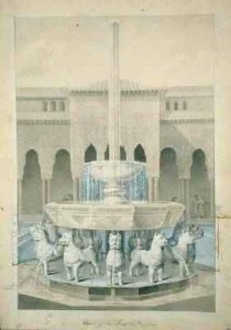 Fountain in the Court of the Lions Alhambra from The Arabian Antiquities of Spain
