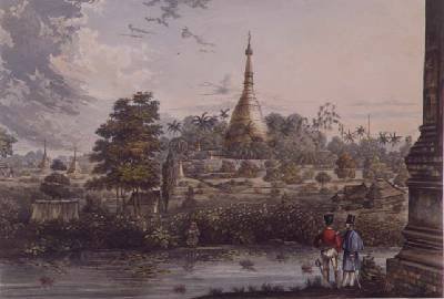 View of the Great Dagon Pagoda at Rangoon from the West