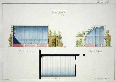 Design for a hothouse with curved glass walls and roof