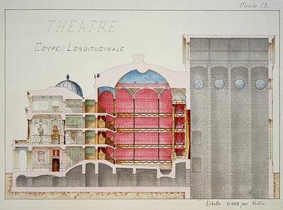 Cross section of a Theatre plate IX from a folio of designs 1870