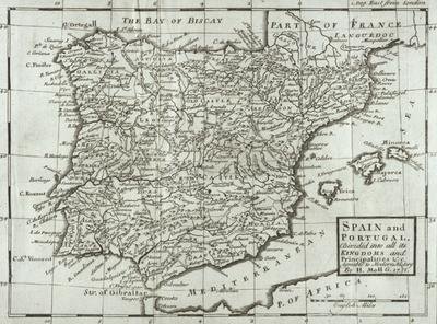 Map of Spain and Portugal 1731