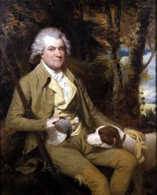 Portrait of Squire Morland with his gun and dog