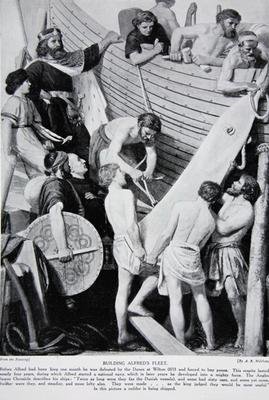 Building Alfreds Fleet illustration from Hutchinsons Story of the British Nation 1920