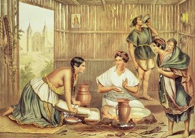 Indians Preparing Tortillas from An Album of the Mexican Republic
