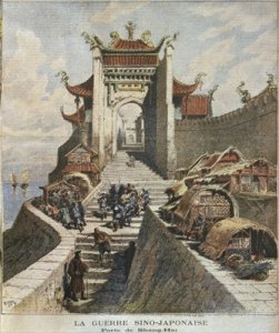 Sino-Japanese War Shanghai gate illustration from 'Le Petit Journal Supplement illustre 6th January 1895