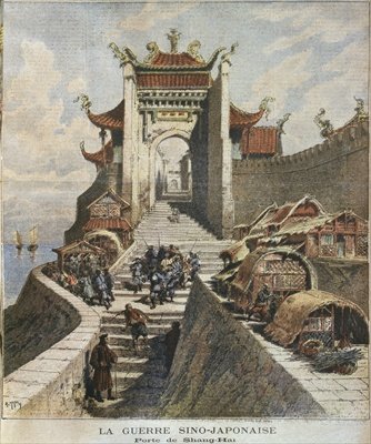 Sino-Japanese War Shanghai gate illustration from 'Le Petit Journal Supplement illustre 6th January 1895
