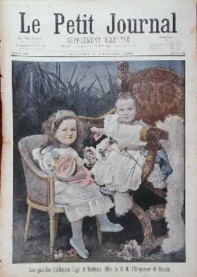 Grand Duchesses Olga 1895-1918 and Tatiana 1897-1918 from the front cover of Le Petit Journal 5th February 1899