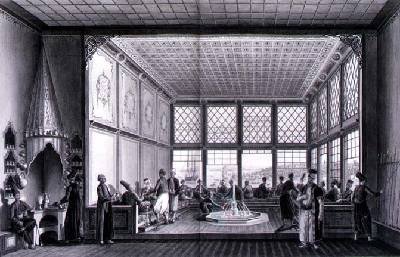 Interior of a public cafe in Constantinople by the Bosphorus 1819