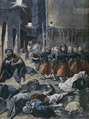 Violent antisemitic riots in Algiers illustration from Le Petit Journal February 1898