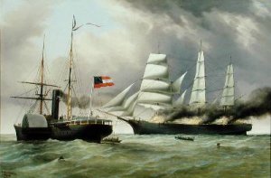 C.S.S. Nashville capturing and burning the English Merchantman Harvey Birch 1864