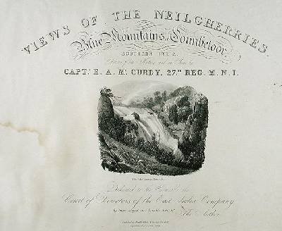 The Elk Cataract Dimhutty title page for View of the Neilgherries or Blue Mountains of Coimbetoor Southern India by Captain McCurdy