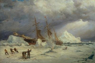 The Pandora Nipped in the Pack in Melville Bay 24th July 1876 an Arctic expedition led by Commander Sir Allen Young 1827-1915 1877