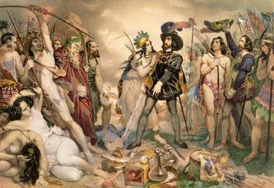 Conquest of Mexico Hernando Cortes destroying his fleet at Vera Cruz 1519