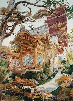 Japanese Tower and Chinese Pagoda in the Royal Park at Laeken Belgium