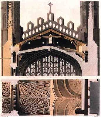 Plan and Section of the Roof of Kings College Chapel