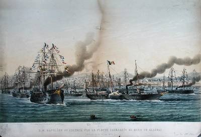 The Arrival of Napoleon III 1808-73 in Algeria with an Escort of Battleships