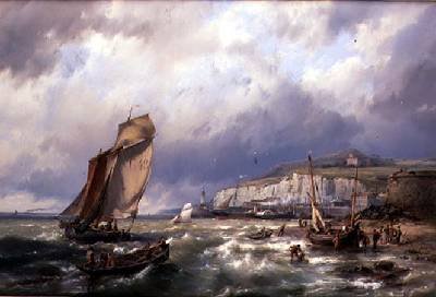 Sailing Vessels and a Cross Channel Packet off Folkstone