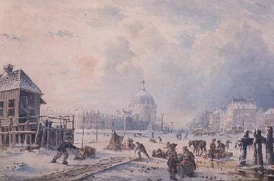 Figures on a Frozen Canal Amsterdam