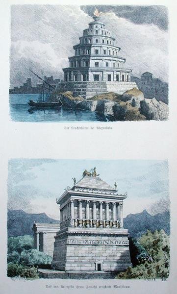 The Great Lighthouse of Alexandria and the Mausoleum at Halicarnassus
