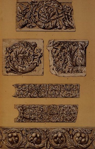 Fragments of the frieze and the soffits of the architraves of the Roman Temple at Brescia