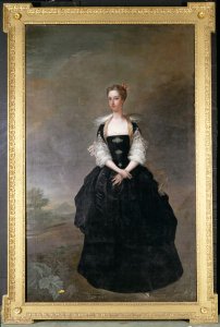 Portrait of a lady member of the Dundas family in a black velvet dress with lace sleeves