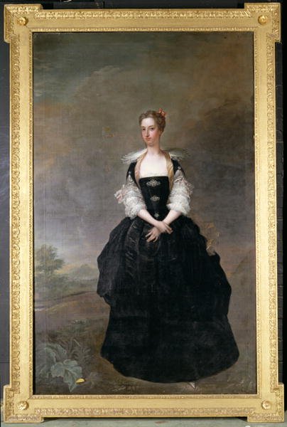 Portrait of a lady member of the Dundas family in a black velvet dress with lace sleeves