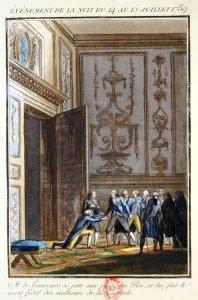 Monsieur de Liancourt 1747-1827 telling Louis XVI 1754-93 at Versailles of the events in Paris on 14th July 1789