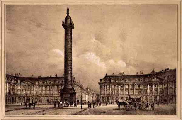 View of the replica of Trajans column in the Place Vendome