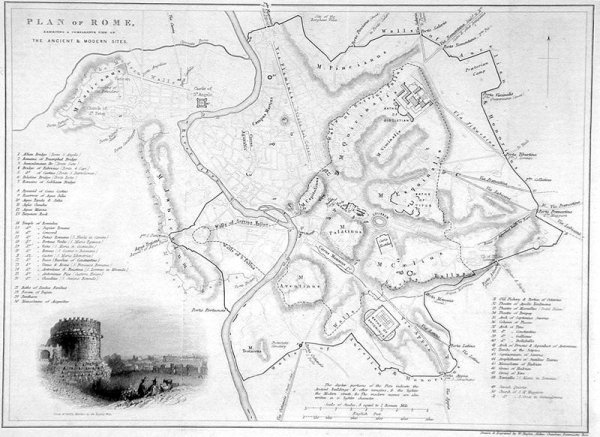 Rome Italy Comparative Map of Ancient and Modern Sites