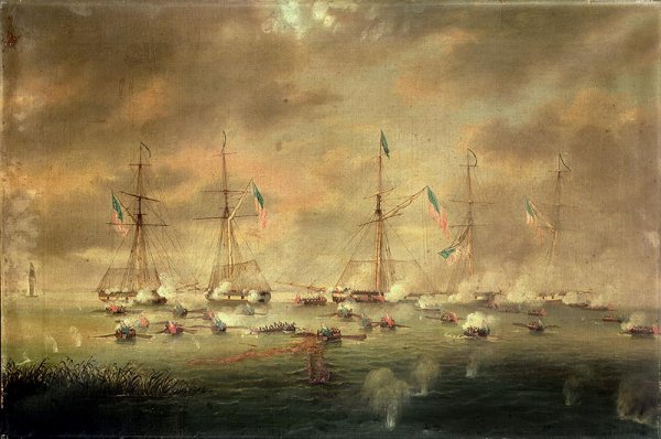 The British and American Fleets Engaged on Lake Borgne