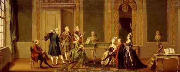 Gustavian Style Interior with a Musical Party