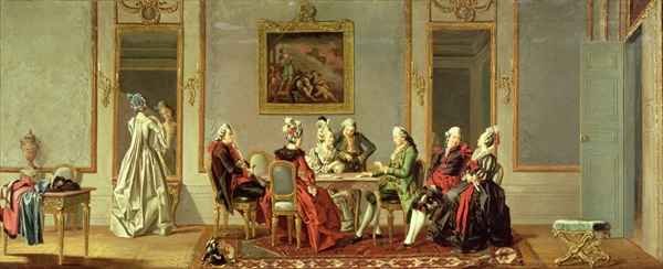 Gustavian Style Interior with Card Players