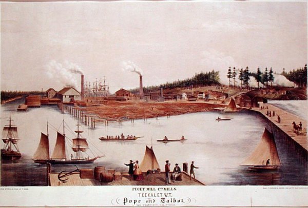 View of the Puget Mill Companys Lumber Mill in Teekalet