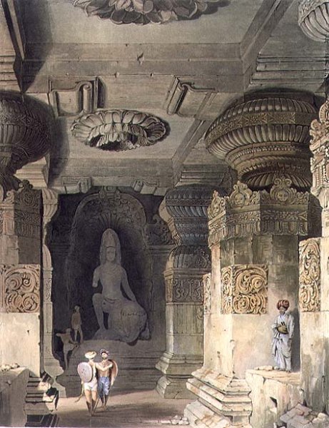 Interior of the Cave Temple of Indra Subba at Ellora